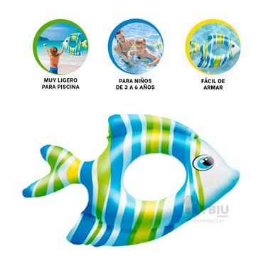 INFLABLE CON DISEÑO DE PEZ RAYADO CELESTE Y+REGALO AGENDITA - 4