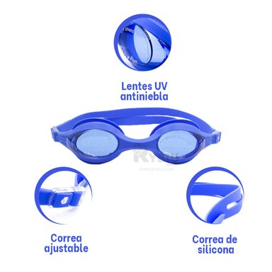 LENTES NATACIÓN RYBIU MG-1600 COMODOS AZUL + BANDERITAS ADHESIVAS