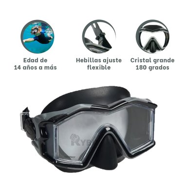 LENTES NATACIÓN RYBIU 55982 PISCINAS NEGRO + REGALO LIGAS PEINAR