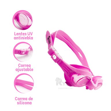 GAFAS BUCEO RYBIU MG-1600 ENTRENO ROSADO + REGALO STICKERS