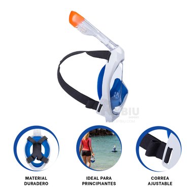 CARETA NATACIÓN RYBIU MG-BHC01-F CORREA AJUSTABLE AZUL + BANDERITAS ADHESIVAS