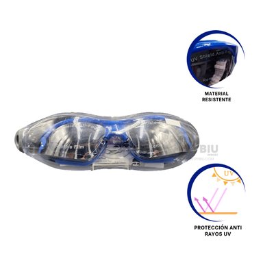 LENTES NATACIÓN RYBIU MG-HN72A PRACTICOS AZUL + BANDERITAS ADHESIVAS