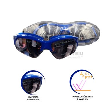 LENTES NATACIÓN RYBIU MG-HN72A AZUL + REGALO LIGAS PEINAR