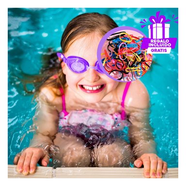 LENTES NATACIÓN RYBIU MG-F268A EFICIENTES MORADO + REGALO LIGAS PEINAR