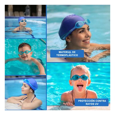 GAFAS DE NATACION UNISEX COLOR CELESTE PARA USO DIARIO Y+POST IT