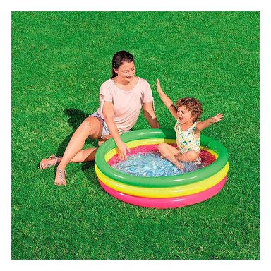 PISCINA INFANTIL PARA VERANO ARCOIRIS 1.02 X 25 CM CON COLORES VIVOS Y+LIGAS REGALO - 1