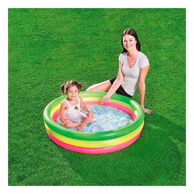 PISCINA INFANTIL PARA VERANO ARCOIRIS 1.02 X 25 CM CON COLORES VIVOS Y+LIGAS REGALO - 2