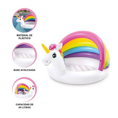 PILETA BEBE UNICORNIO 1,27 X 1,02 X 69 CM INFLABLE CON DISENO UNICORNIO Y+LIGAS REGALO - 3