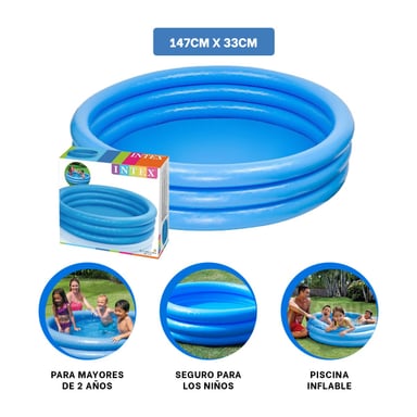 PILETA CON ESPACIO AMPLIO EN AZUL Y+BANDERITAS ADHESIVAS - 4