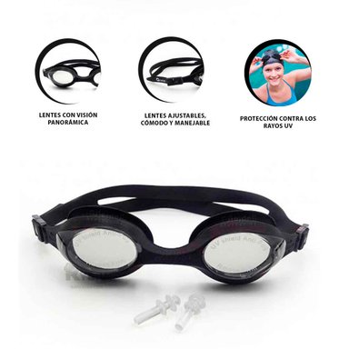 GAFAS NATACION RYBIU MG-FD590 NEGRO TRANSLUCIDAS + ENVOLTORIO REGALO