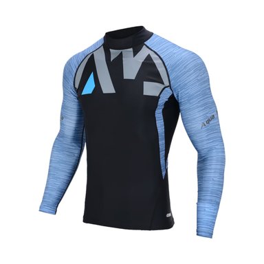 PLAYERA RYBIU C-M17LS-BLL CON BORDES AZUL + REGALO LIGAS PEINAR