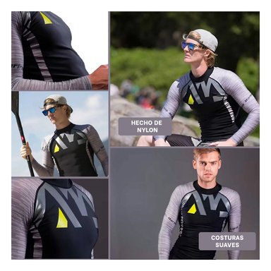 REMERA ELASTICO NAILON HOMBRE PLOMO NEGRO CON AJUSTE COMODO TALLA L Y+POST IT