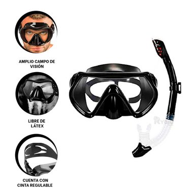 EQUIPO BUCEO RYBIU M-15265/S145 2 PIEZAS FUNCIONAL NEGRO + GIFT MINIAGENDA