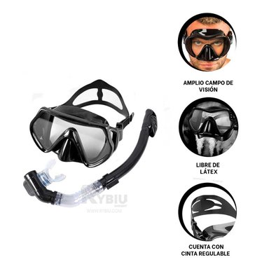 SET NATACIÓN RYBIU M-15265/S145 ESPECIAL NADADORES NEGRO + PAPEL REGALO