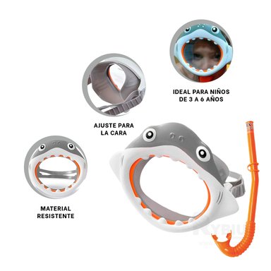 KIT 2 PIEZAS NATACIÓN RYBIU 55944 NIÑOS TIBURON + REGALO AGENDITA