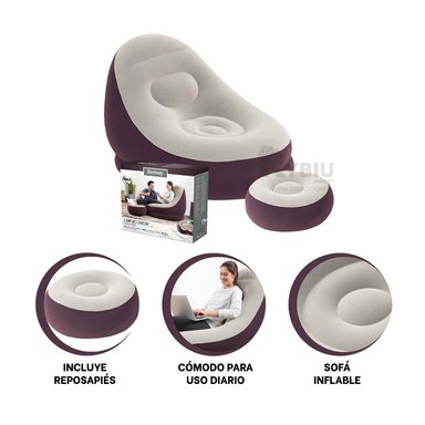 SILLON RYBIU PRACTICO DE GUINDA OSCURO + ENVOLTORIO DE REGALO - 3