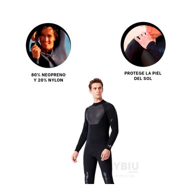 TRAJE BAÑO NATACIÓN HOMBRE RYBIU 61130-H 3.3MM NEGRO ENTRENAR + BANDERITAS ADHESIVAS