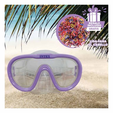 MÁSCARA BUCEO RYBIU 55916 ERGONOMICA LILA + REGALO LIGAS PEINAR