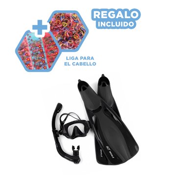 SET ACCESORIOS PISCINAS RYBIU W-SK101M NEGRO PRACTICO TALLA M + REGALO LIGAS PEINAR
