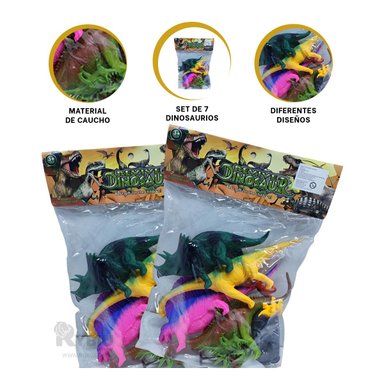 SET DE JUGUETE DINOSAURIOS EN MULTICOLOR Y+LIGAS DE REGALO - 2