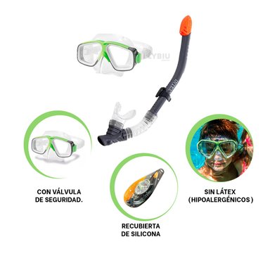 KIT NATACIÓN RYBIU 55949 PRACTICO Y DURADERO MULTICOLOR + BANDERITAS ADHESIVAS