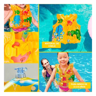 CHALECO INFLABLE PARA PEQUEÑAS EN AMARILLO Y+PAPEL DE REGALO - 2