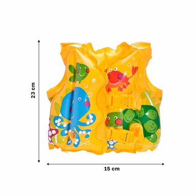 CHALECO INFLABLE PARA PEQUEÑAS EN AMARILLO Y+PAPEL DE REGALO - 5