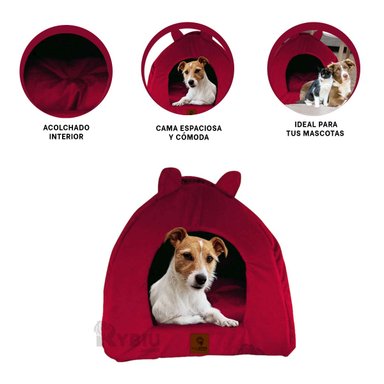 COLCHON PERROS GATOS MA29095 PELUDOS TALLA S GUINDA RYBIU + MINIAGENDA