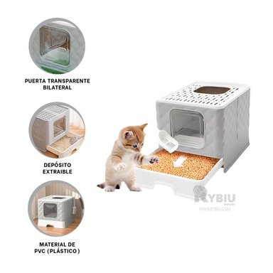 CONTENEDOR GATOS RYBIU MA29055 VERSATIL PALA PLOMO + BANDERITAS ADHESIVAS - 3