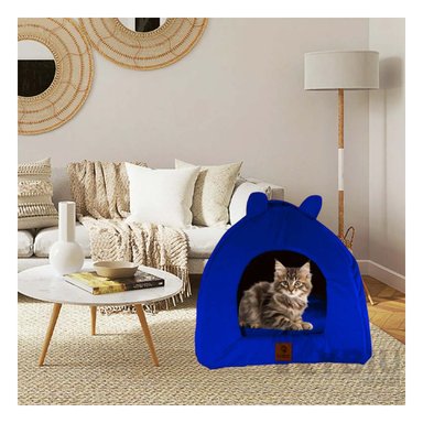 CAMA PERROS GATOS MA29100 MASCOTA IGLU TALLA M AZUL REY RYBIU + PAPEL REGALO