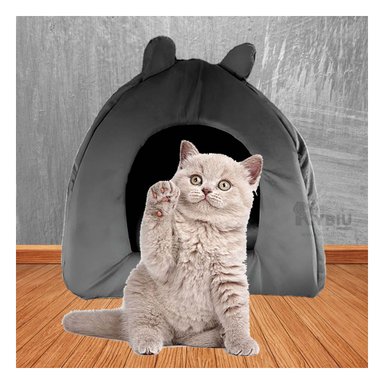 CAMA PERROS GATOS MA29096 DISEÑO IGLU TALLA M AZUL NEGRO RYBIU + PAPEL REGALO