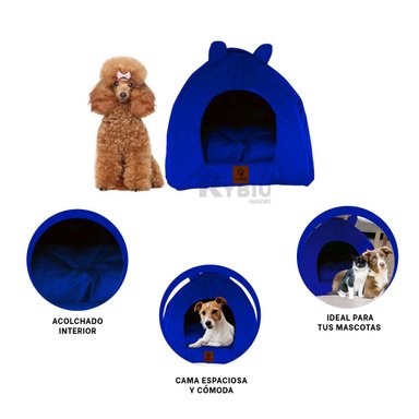 CAMA PERROS GATOS MA29100 RESISITENTE IGLU TALLA M AZUL REY RYBIU + AGENDITA - 4