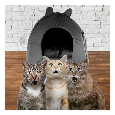 CAMA PERROS GATOS MA29096 CERRADA SUAVE TALLA M NEGRO RYBIU + STICKERS