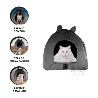 CASITA PERROS GATOS MA29096 LAVABLE TALLA M NEGRO RYBIU + BANDERITAS ADHESIVAS