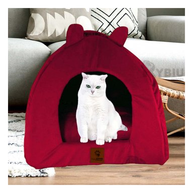 CAMA PERROS GATOS ACOGEDOA DISEÑO IGLU TALLA M GUINDA RYBIU + AGENDITA