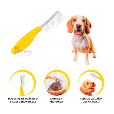 CEPILLO RYBIU MA29639 CON MANGO HUELLITAS CANINO EN AMARILLO + STICKERS