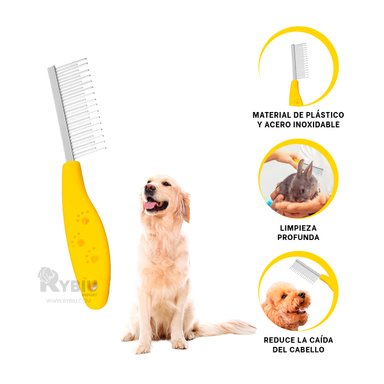 CEPILLO RYBIU MA29639 CON MANGO HUELLITAS CANINO EN AMARILLO + STICKERS - 3
