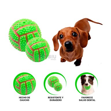 JUGUETE PERROS RYBIU PELOTA CON RAYAS VERDE + STICKERS