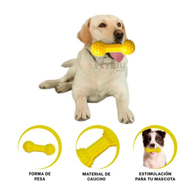 MASTICADOR MASCOTA RYBIU CON PUAS AMARILLO + STICKERS