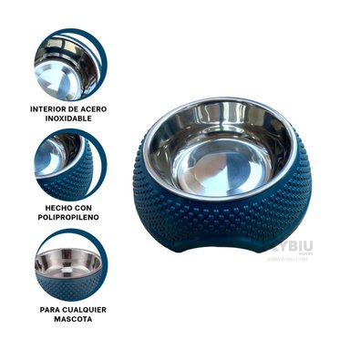 PLATO RESISTENTE PARA GATO EN AZUL OSCURO Y+PAPEL DE REGALO - 2