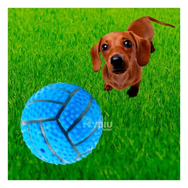PELOTA PERROS RYBIU RAYAS CON RELIEVE AZUL + PAPEL REGALO