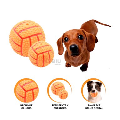 JUGUETE PERROS RYBIU PELOTA CON RAYAS ANARANJADO + STICKERS