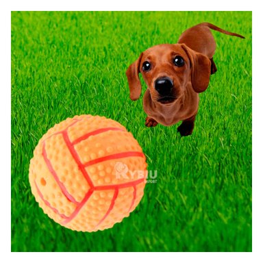 PELOTA PERROS RYBIU RAYAS CON RELIEVE ANARANJADO + PAPEL REGALO