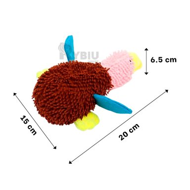 MUÑECO PERROS RYBIU TELA MARRON Y ROSADO + REGALO LIGAS PEINAR