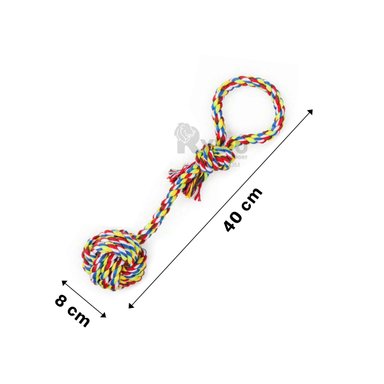 SOGA ALGODÓN PERROS RYBIU CON PELOTA MULTICOLOR + LIGAS REGALO