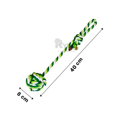 SOGA ALGODÓN PERROS RYBIU CON AGARRADERA CON PELOTA VERDE + LIGAS REGALO