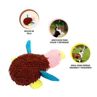 PELUCHE PERROS RYBIU CON FORMA PATO MARRON Y ROSADO + STICKERS