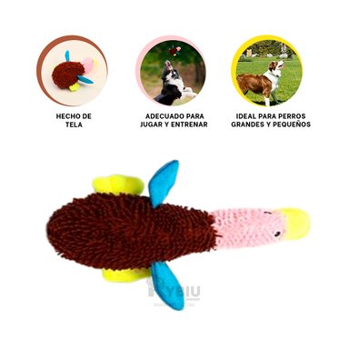 PELUCHE PERROS RYBIU CON FORMA PATO MARRON Y ROSADO + STICKERS - 2