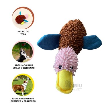 PELUCHE PERROS RYBIU CON FORMA PATO MARRON Y ROSADO + STICKERS - 3