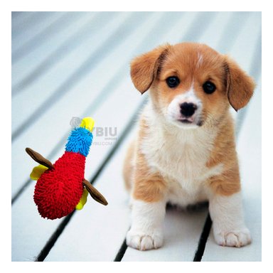 JUGUETE PERROS RYBIU MODERNO ROJO Y CELESTE + PAPEL REGALO